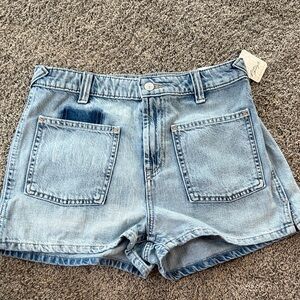 We The Free Light Blue Denim Patch Pocket Shorts